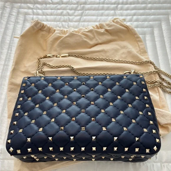 Valentino Black Quilted Rockstud Crossbody Bag - Picture 6 of 13